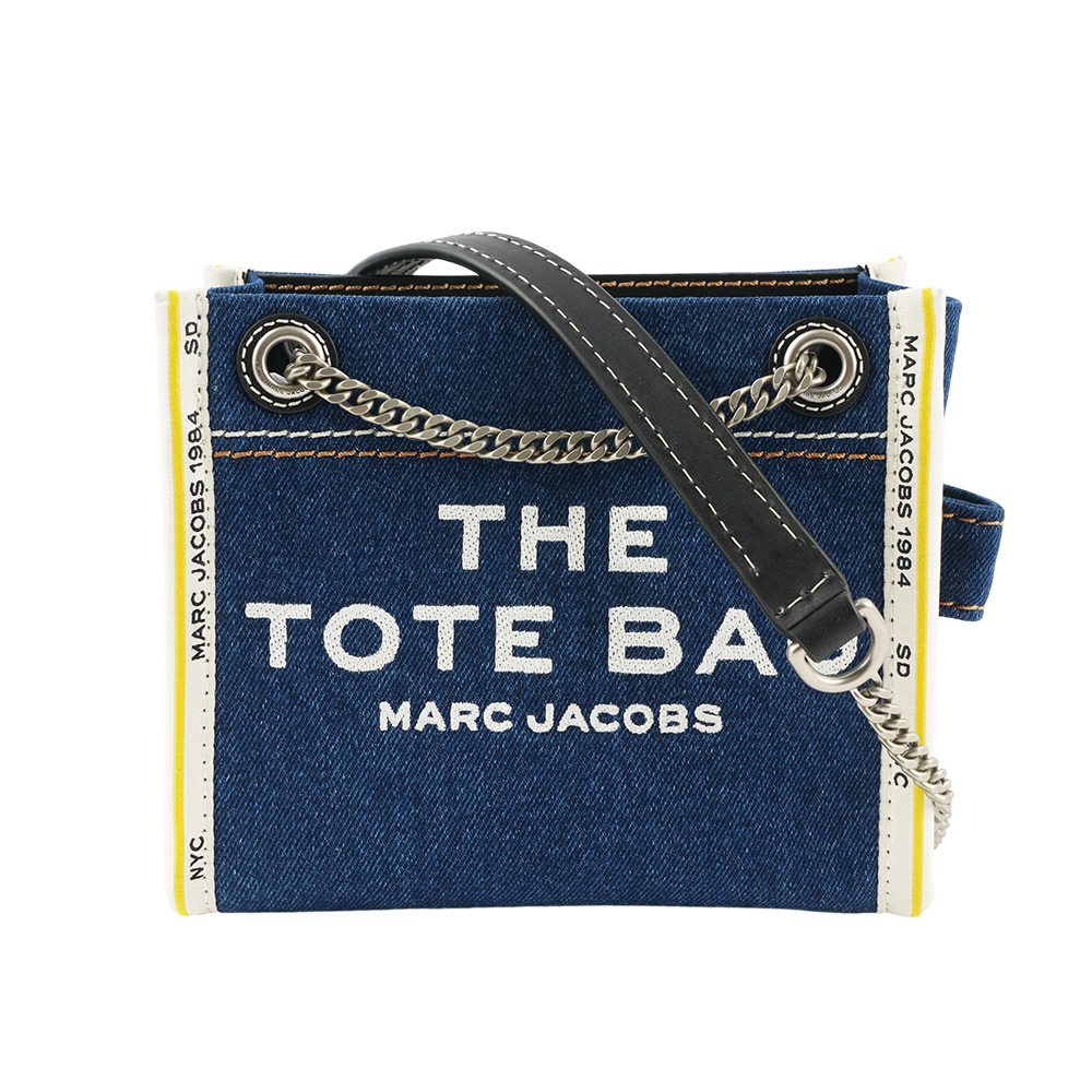 MARC JACOBS 棉質牛仔布鏈帶肩背/斜背托特包/單寧藍, , large