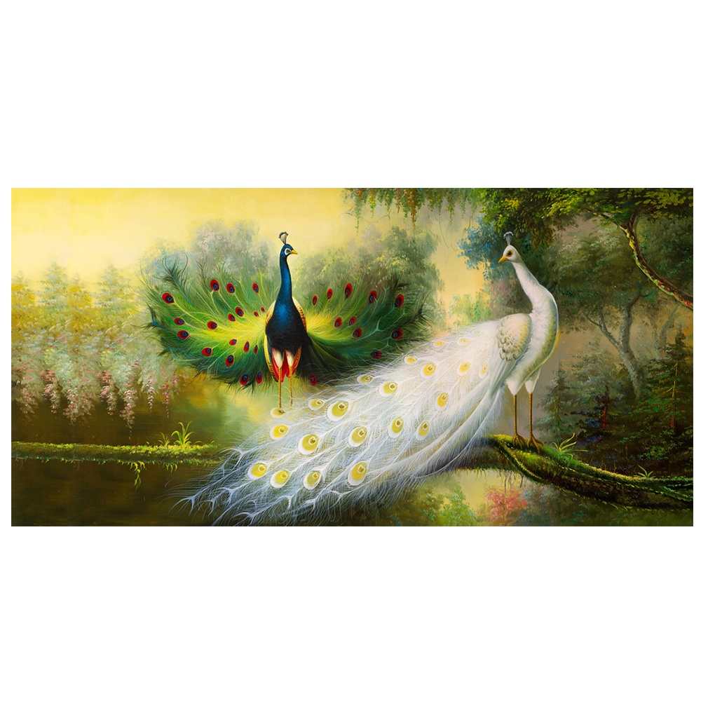 【御畫房】孔雀吉祥 國家一級畫師手繪油畫60&times;120cm(VF-140), , large