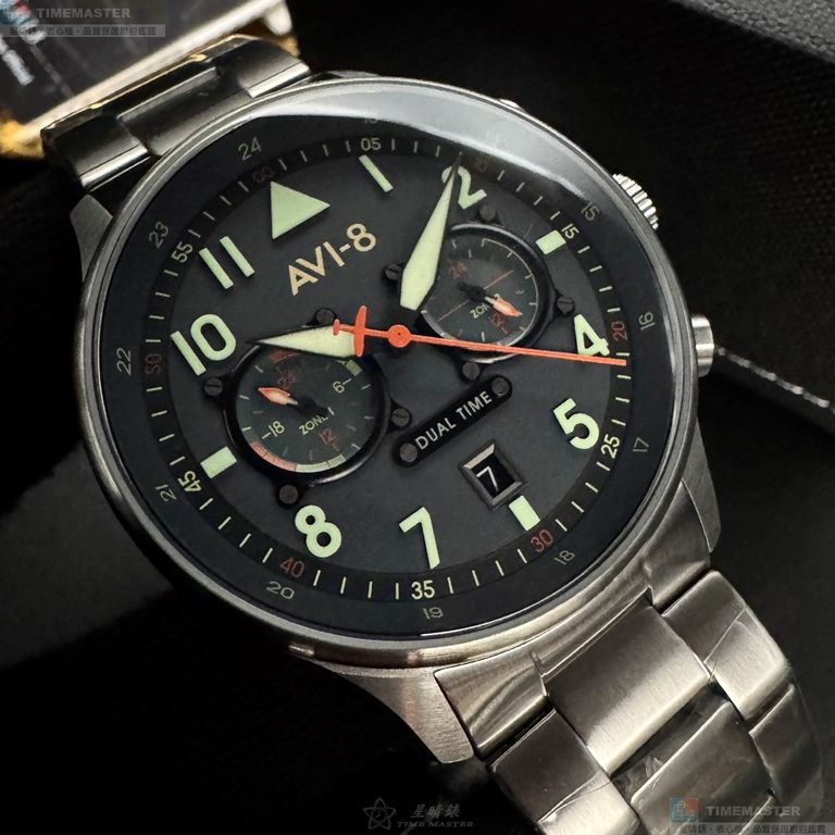 [星晴錶業]新品牌手錶,44mm,AV52665藍綠色錶面銀錶殼銀色精鋼錶帶款, , large