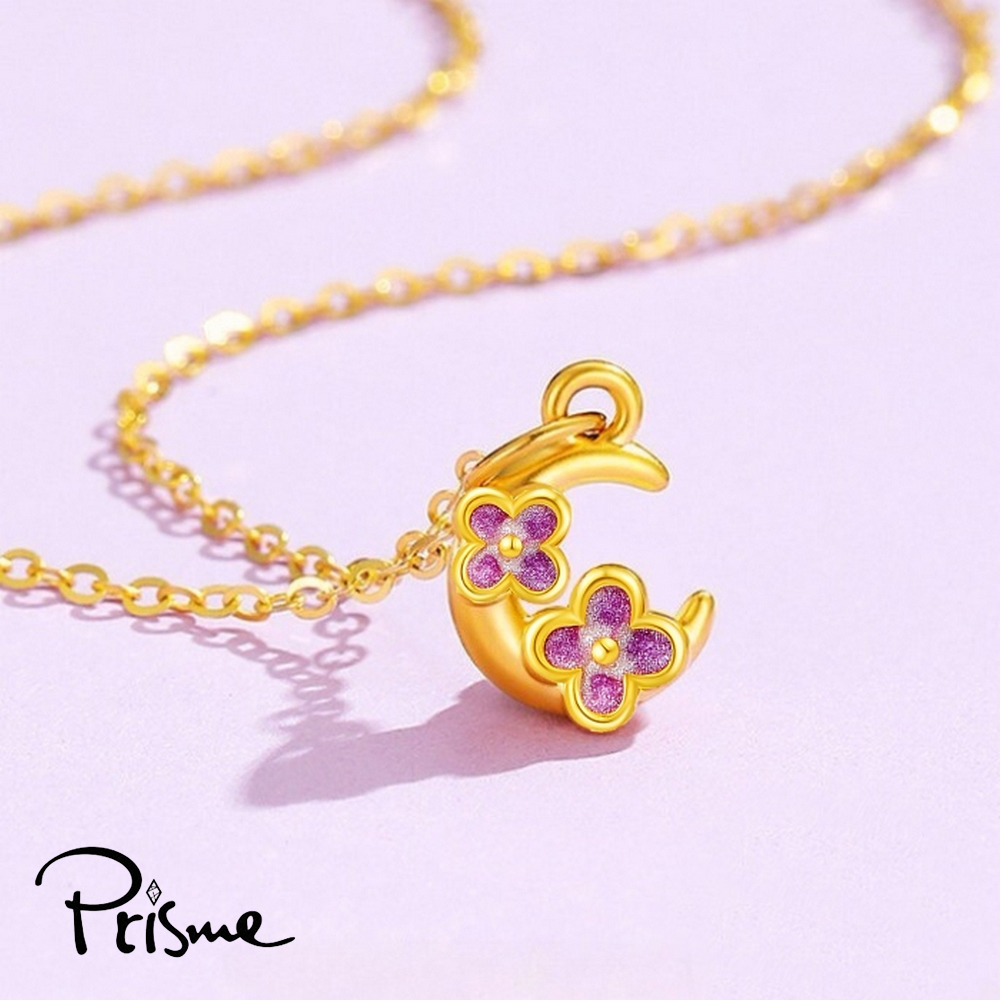 【Prisme Gold】黃金項鍊 桂花月亮 鍊墜項鍊 (金重：約0.08錢&plusmn;0.03), , large