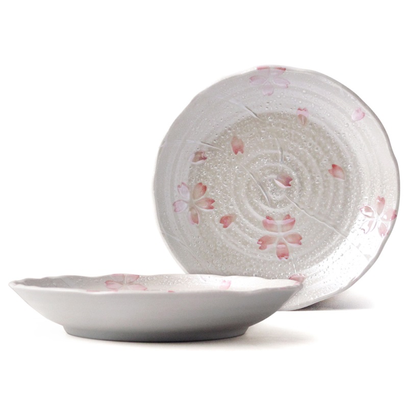 [豐名日本餐具] 8.0"湯盤 花友禪 銀彩 粉 / C08PL0-376-2, , large