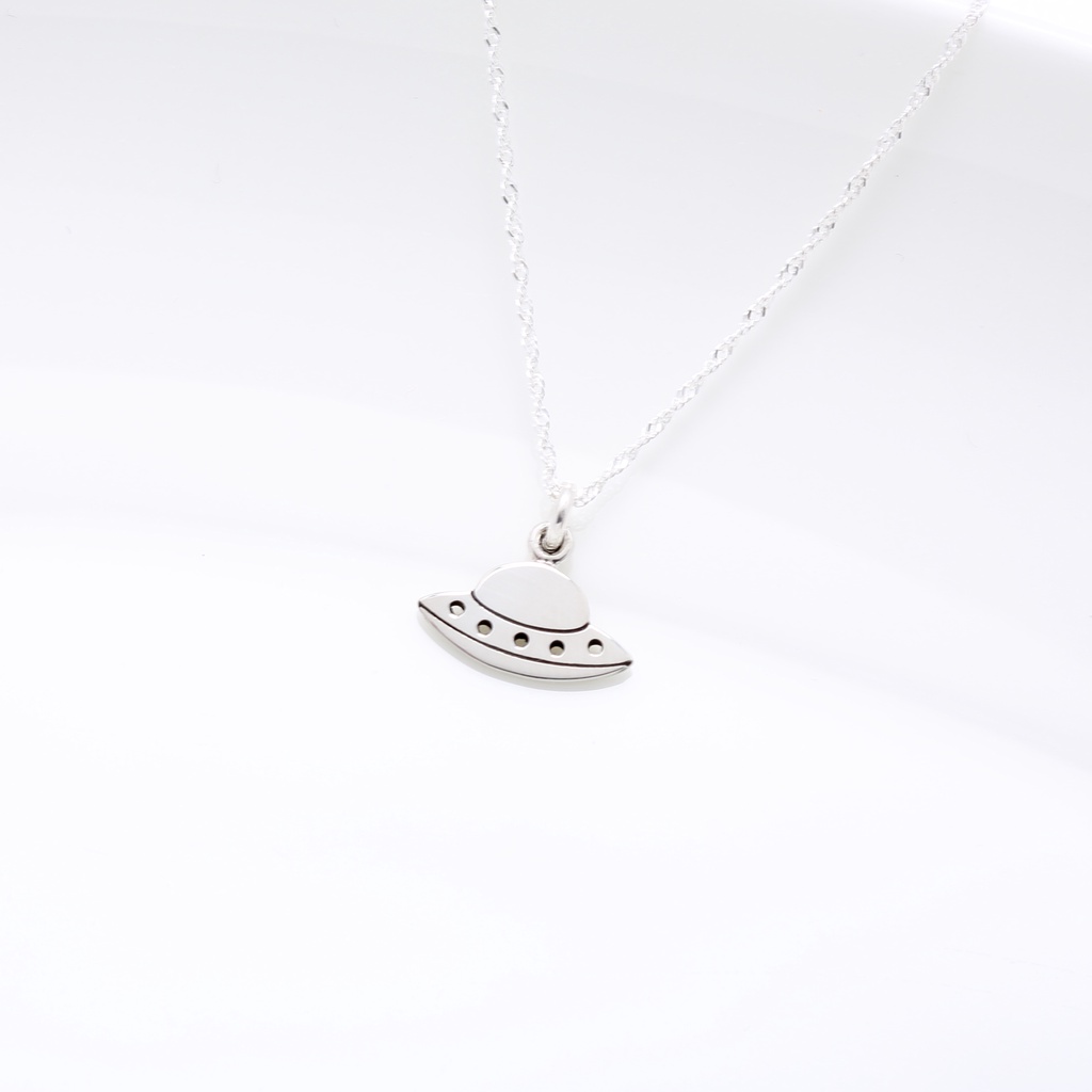 【Angel & Me】Alien UFO Flying Saucer s925 sterling silver necklace Birthday gift, , large