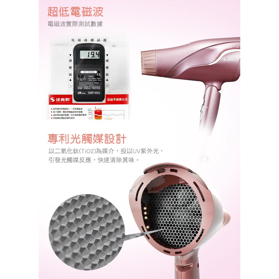TASHIN Photocatalytic Antibacterial 80 Million Ultra-Hydrating Ion Hair Dryer FD-808, , large
