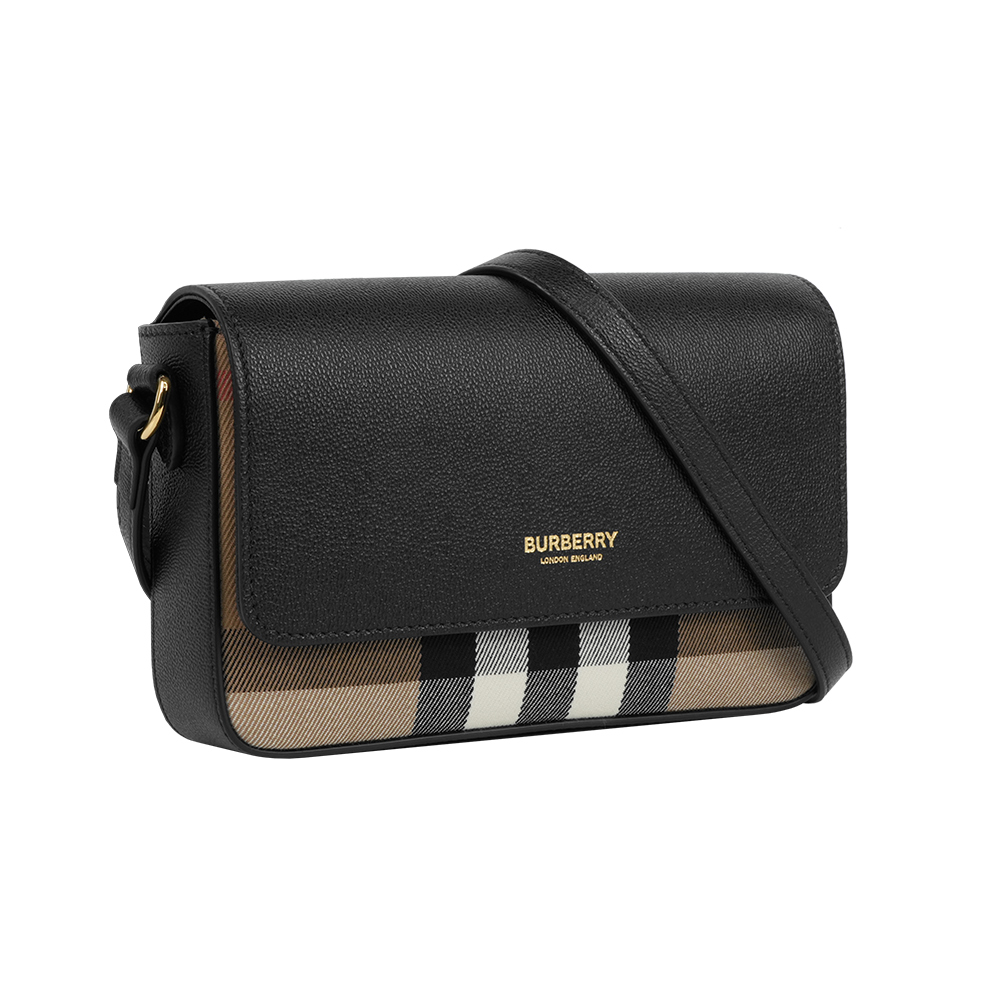 BURBERRY Hampshire 新款格紋帆布拼皮革手拿包/斜背包, , large