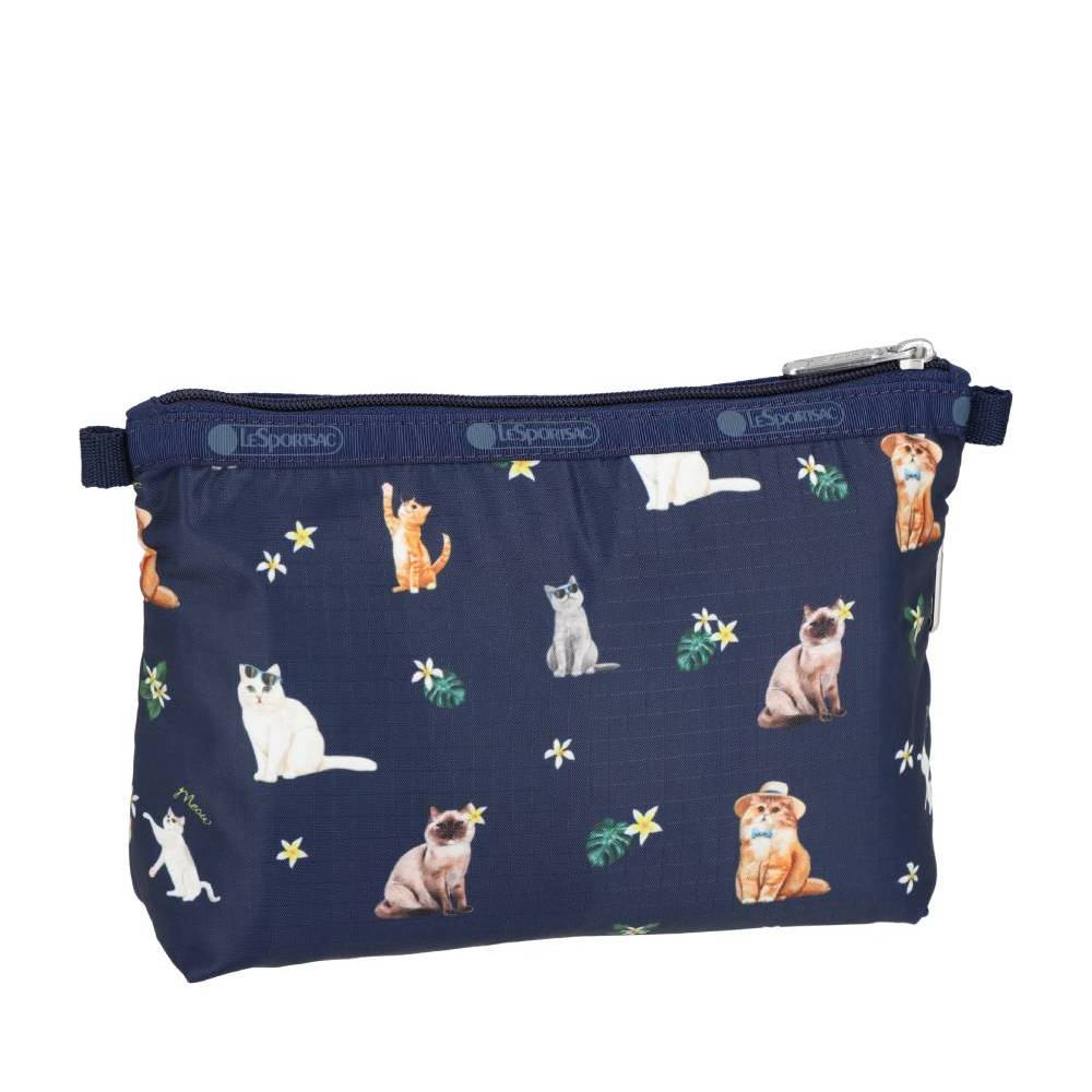 Lesportsac Cosmetic Clutch 雙層拉鍊化妝包 收納袋 盥洗包 女包(熱帶度假貓咪), , large