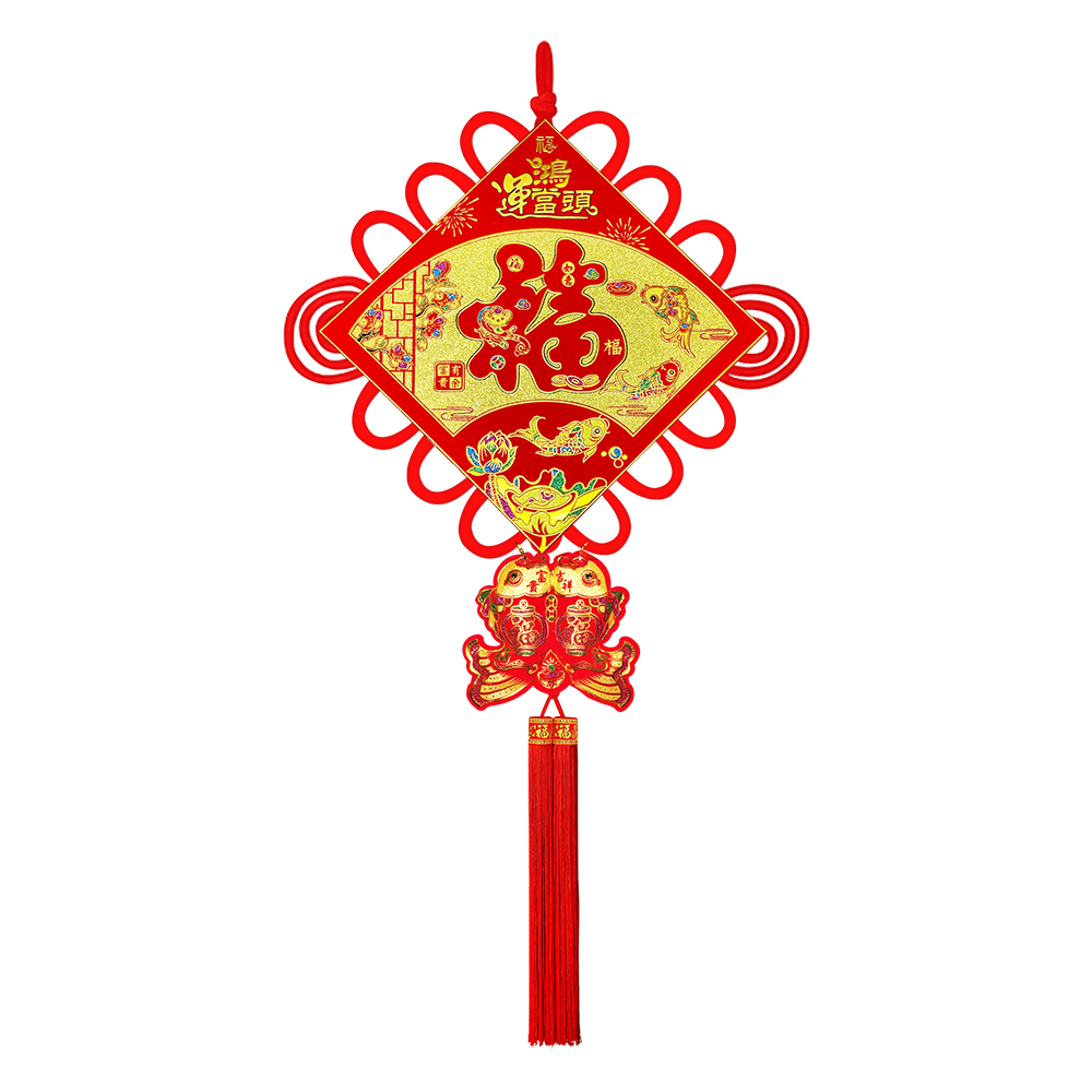 中國結鴻運當頭迎福有餘-大款2入2組#303(新春過年掛飾/流蘇開運掛件/招財/入厝室內裝飾/平安結裝飾), , large