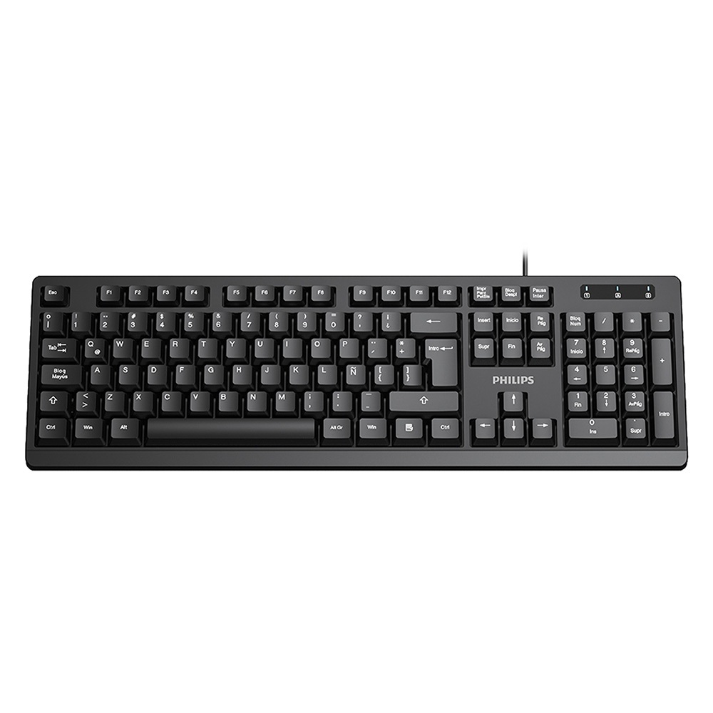 PHILIPS SPK6234 Wired Keyboard 104 Keys Low Noise Comfortable Keys USB Plug and Play Optical Sensing High Durability, , large