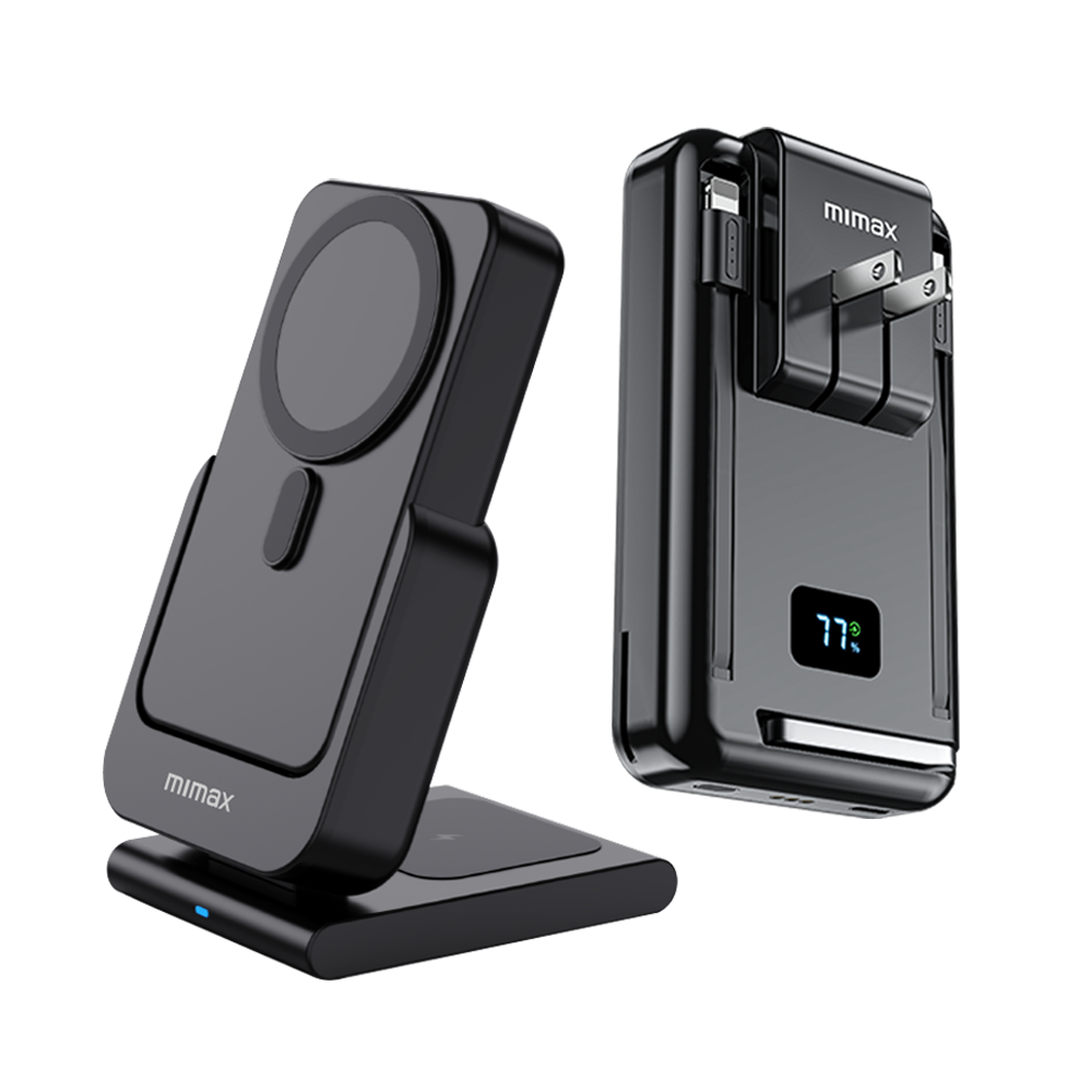 mimax 米覓  磁吸無線充支架行動電源 10000mAh  自帶AC插頭, , large