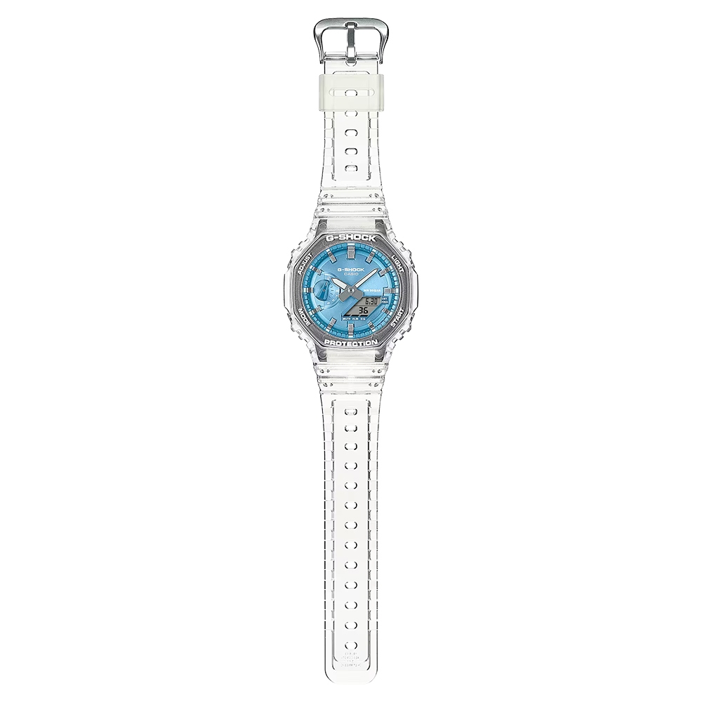 CASIO 卡西歐 G-SHOCK 半透明感 金屬蒸鍍工藝 雙顯電子錶 手錶 GA-2100BM-7A2, , large