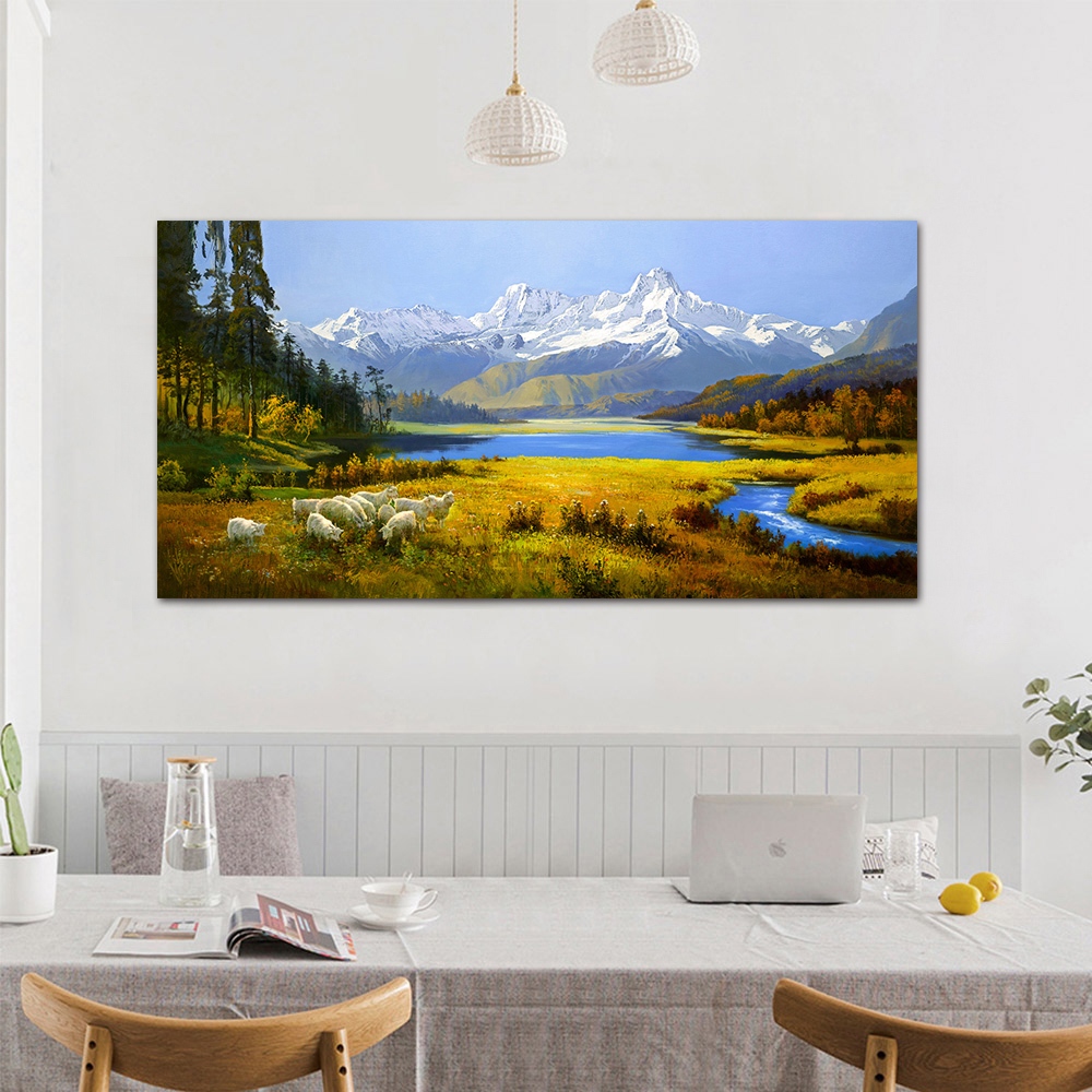 【御畫房】天山溪流 國家一級畫師手繪油畫60&times;120cm(VF-150), , large
