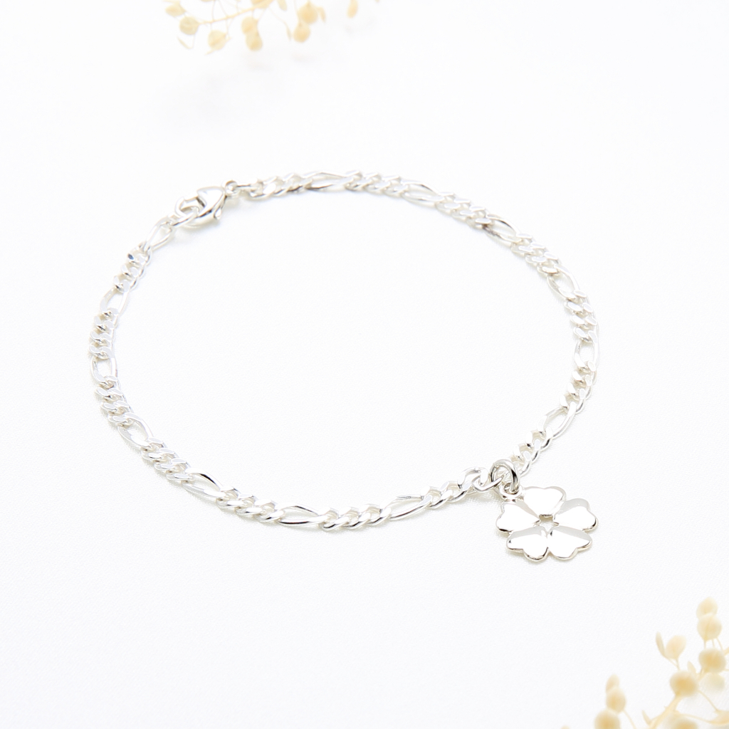 【Angel & Me】Love Clover Flower s925 sterling silver bracelet Anklet gift, , large
