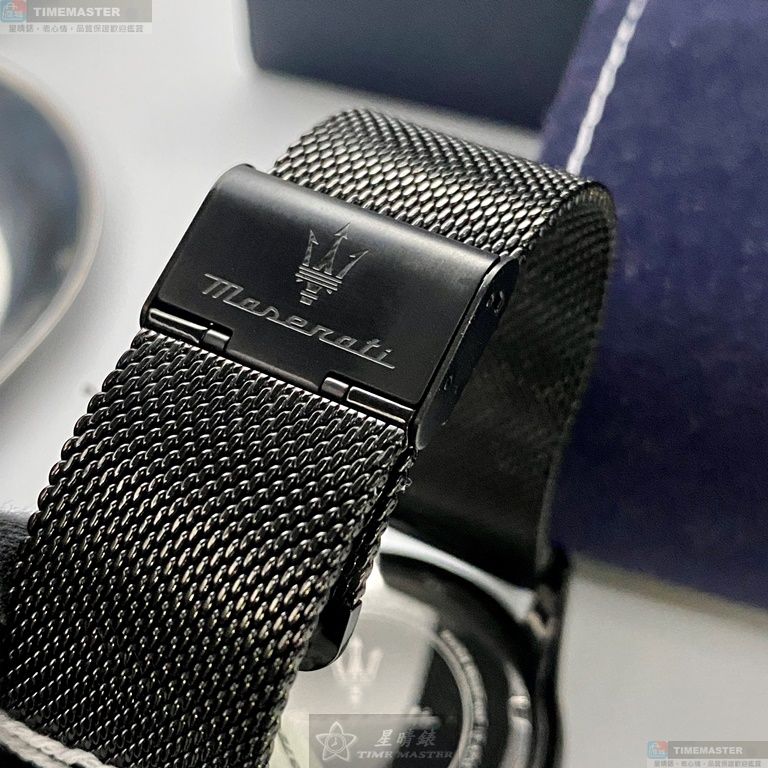 [星晴錶業]MASERATI手錶,46mm,R8853146001黑色錶面黑錶殼深黑色米蘭錶帶款, , large