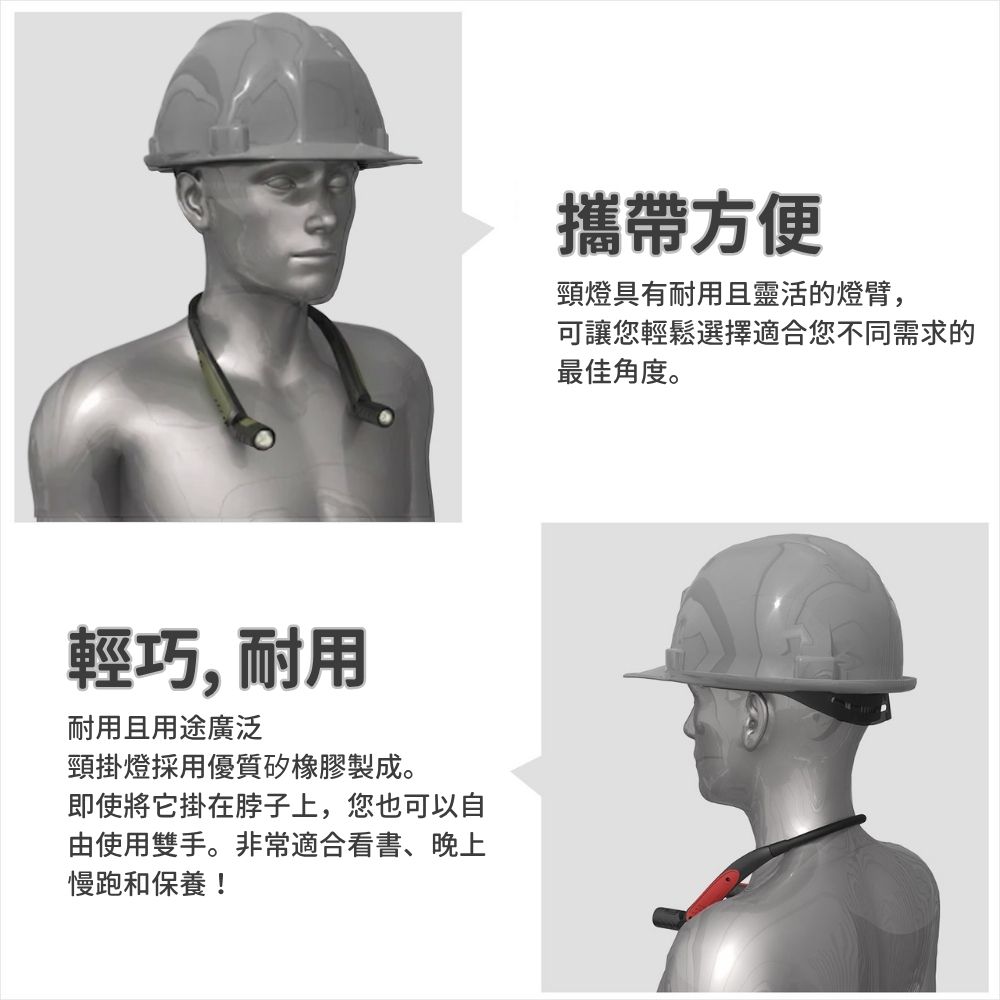 日本【GOODGOODS 】HL-27K／HL-27K-G｜防眩光LED頸燈 充電式 高亮度 防水 防震 露營 工作 頸掛燈 戶外燈 可充電 閱讀燈 兩｜紅色/軍綠色, , large