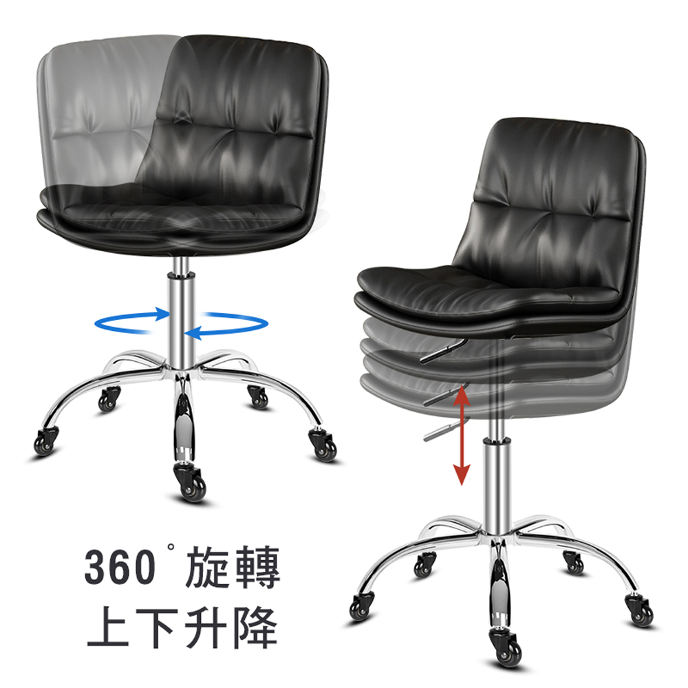 【G+居家】免組裝 人體工學雙層特厚柔軟坐墊電腦椅-2吋黑輪(氣壓升降椅/吧檯椅/美容椅/收銀椅), , large