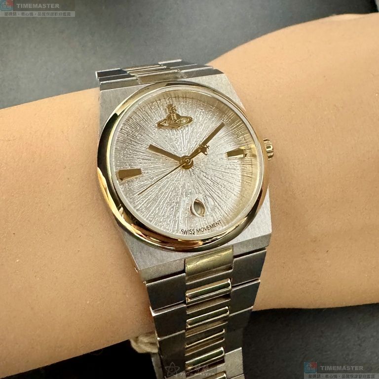 [星晴錶業]Vivienne Westwood手錶,28mm, 32mm,VW30311白金色錶面銀錶殼金銀相間精鋼錶帶款, , large