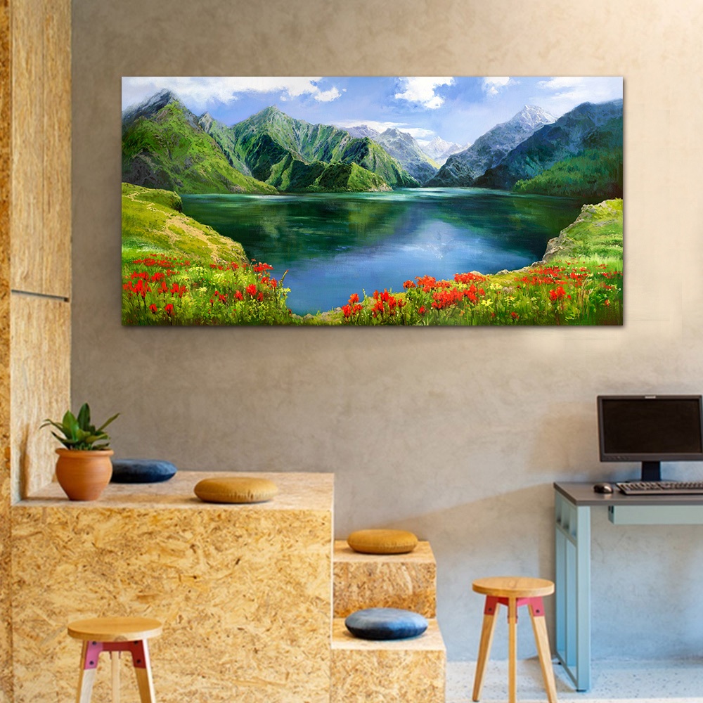 【御畫房】天池 國家一級畫師手繪油畫60&times;120cm(VF-128), , large