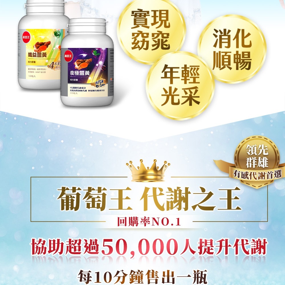【葡萄王】 夜極薑黃30粒x2瓶 共60粒 (95%薑黃 益生菌 綠茶兒茶素 米萃取物), , large