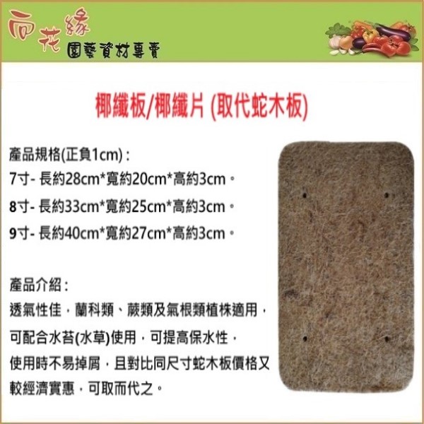 【向花緣】椰纖板/椰纖片 8寸- 長約33cm*寬約25cm*高約3cm, , large