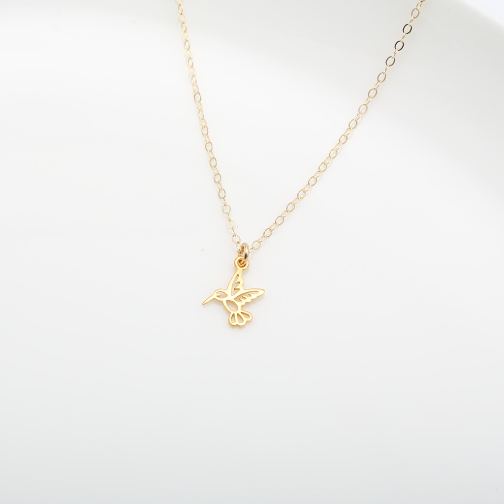 【Angel & Me】Golden Hummingbird s925 sterling silver necklace Birthday gift, , large
