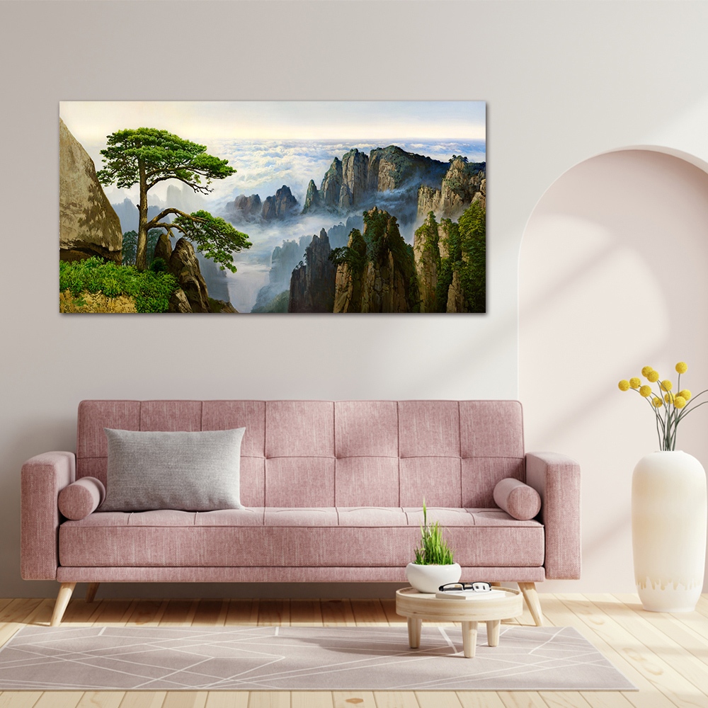 【御畫房】迎客松 國家一級畫師手繪油畫60&times;120cm(VF-139), , large