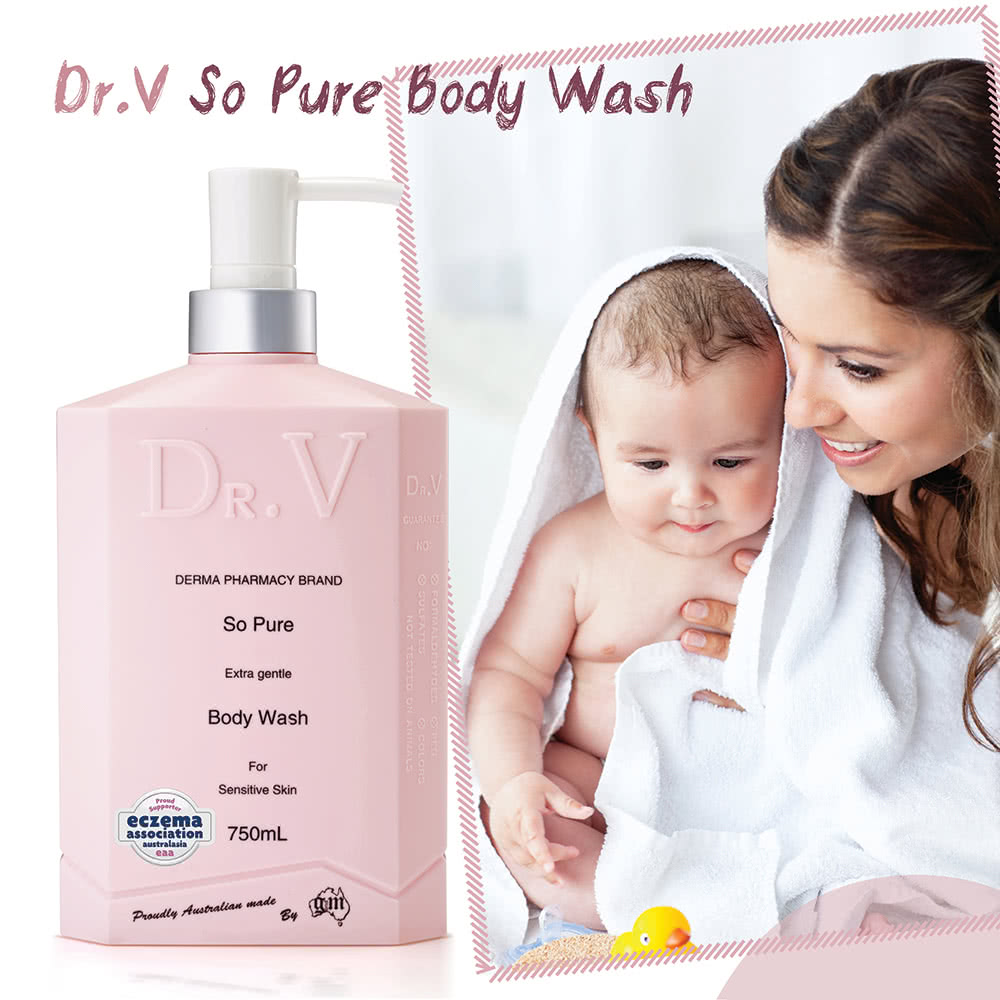 【澳洲Dr. V 】專業級配方-純淨溫和沐浴乳 (6入組 750ml/瓶), , large