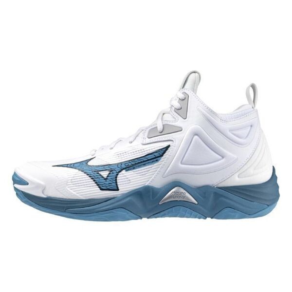 Mizuno Wave Momentum 3 Mid 男 排球鞋 運動 訓練 中筒 緩震 白藍 [V1GA231721], , large