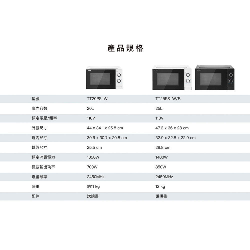SHARP 夏普 25L機械轉盤微波爐 白色 R-TT25PS-W, , large