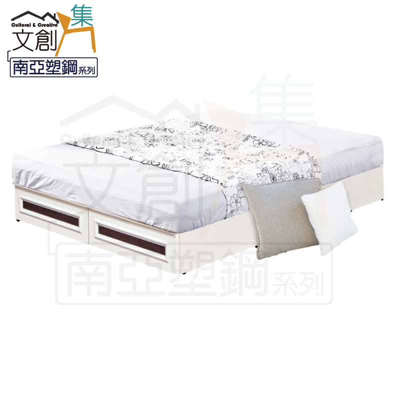 【文創集】凱菲 環保5尺雙人南亞塑鋼二抽屜床底(床尾開合二抽屜設置)(客約商品), , large