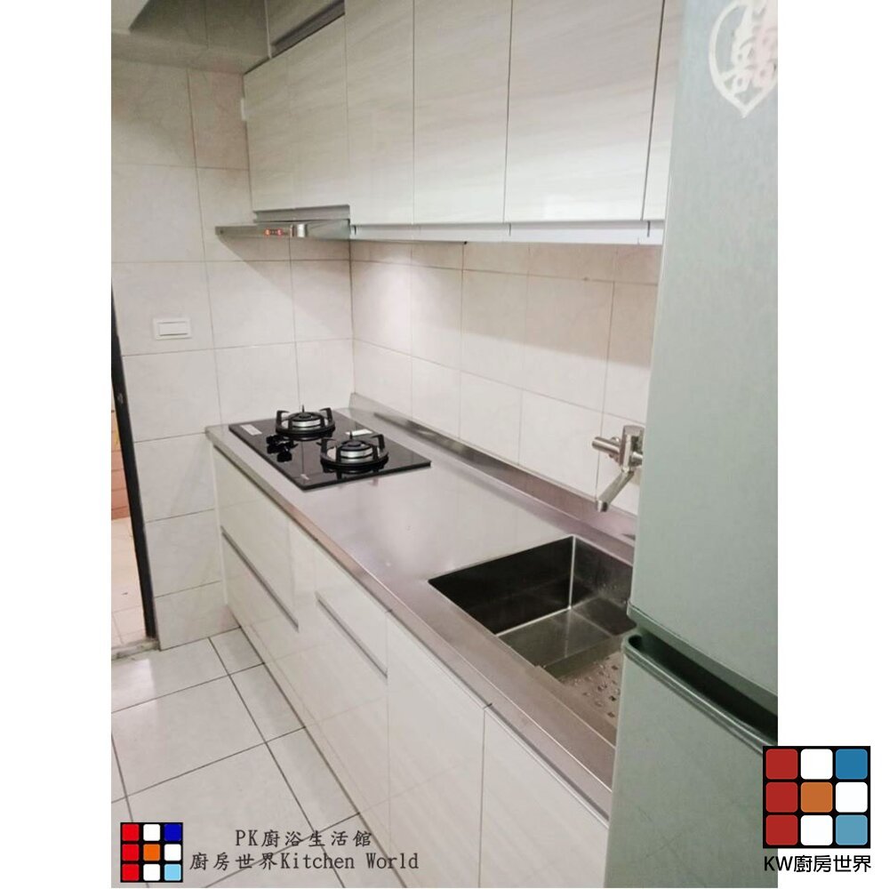 【KW廚房世界】系統廚具 廚房設計 客製化 廚櫃 工廠直營 一字型流理台 212公分 美耐門板 搭林內牌瓦斯爐 排油煙機, , large