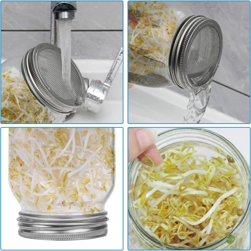 Ball Stainless Steel Sprouting Lids Jar Kit for Regular Mouth mason jar, , large
