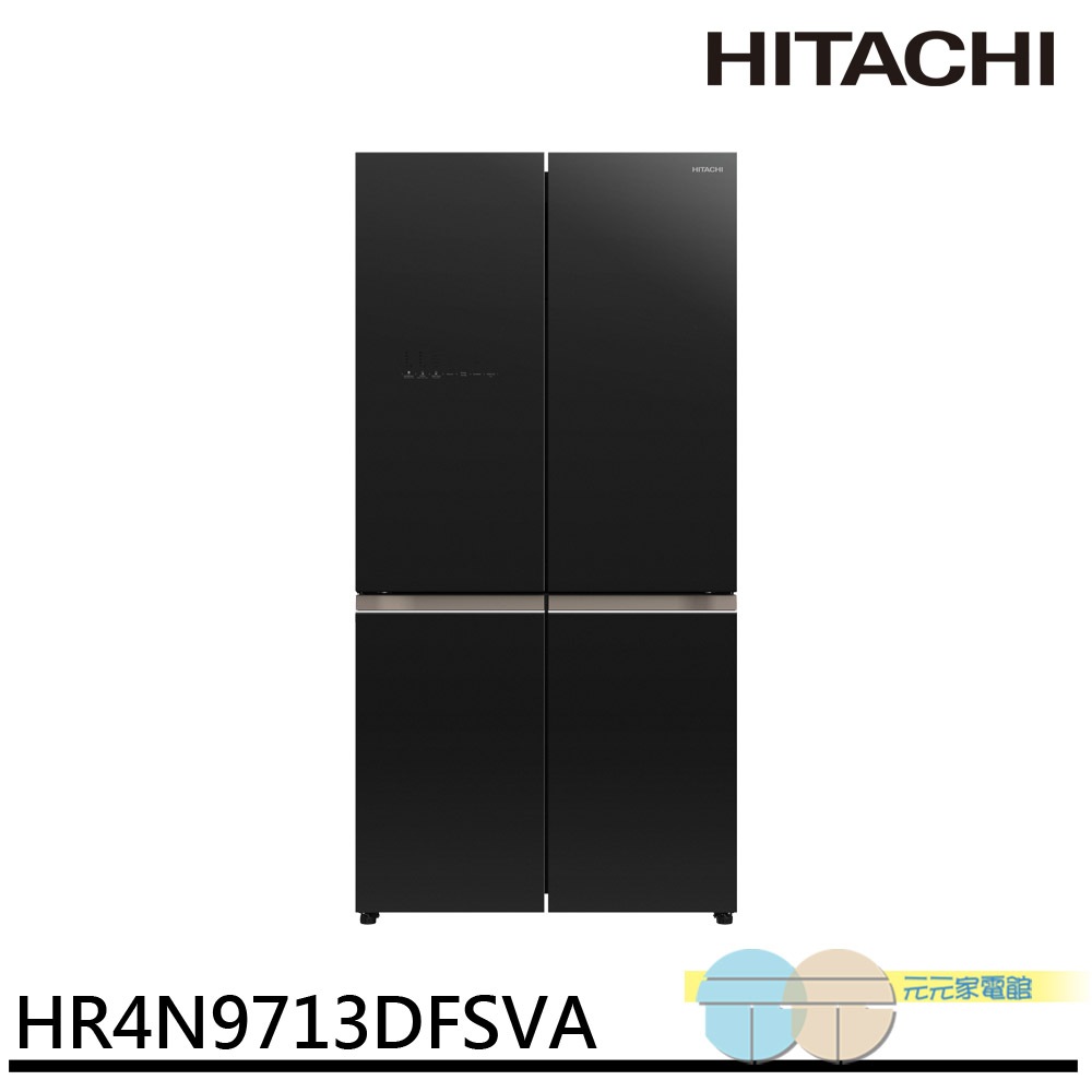HITACHI 645L High Efficiency Inverter 4-Door Refrigerator Glossy Black HR4N9713DFSVA, , large