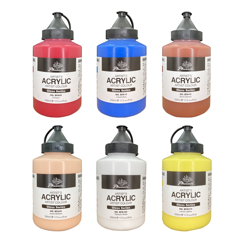 *需預訂*超取最多5瓶 AP鳳凰亮光壓克力顏料500ml (單瓶) 共18色793黑色, , large