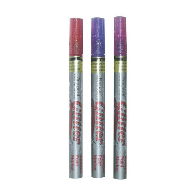 【MBS 萬事捷】1.5mm 金蔥細字油漆筆 Glitter 3色可選 12支/盒 160S  -  紫紅, , large