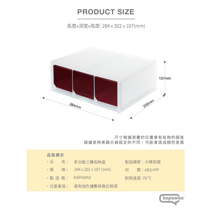 *需預訂【KAPAMAX】2-WAY多功能三層收納盒  (56100)海軍藍, , large