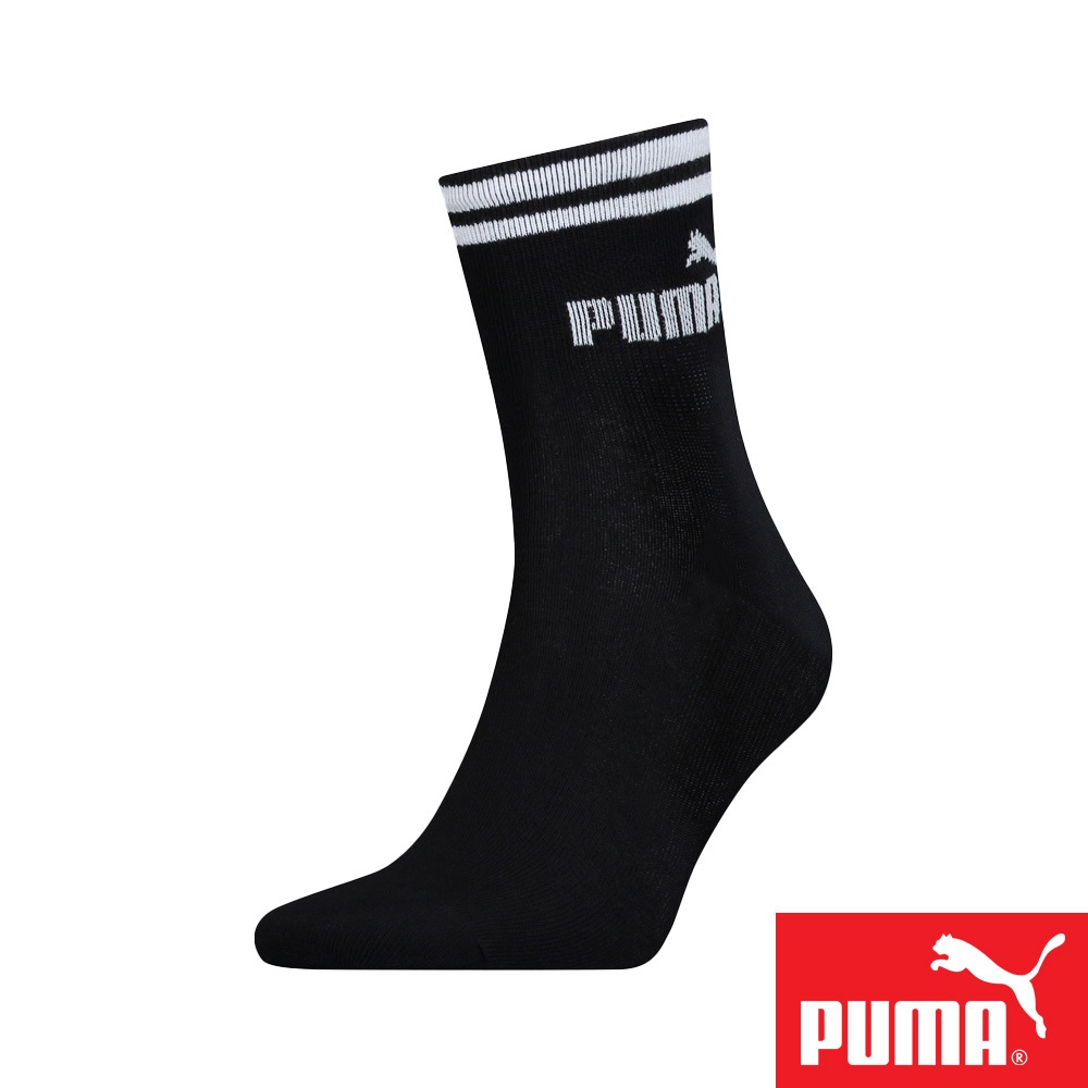 PUMA 經典雙條紋運動中筒襪1雙裝BLACKPINK ROS&Eacute; 網美襪 男襪 女襪 運動襪 小腿襪 簡約 高彈 黑襪, , large