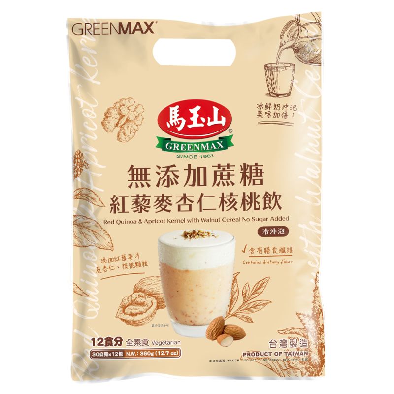 馬玉山無添加蔗糖紅藜麥杏仁核桃飲30g x12, , large