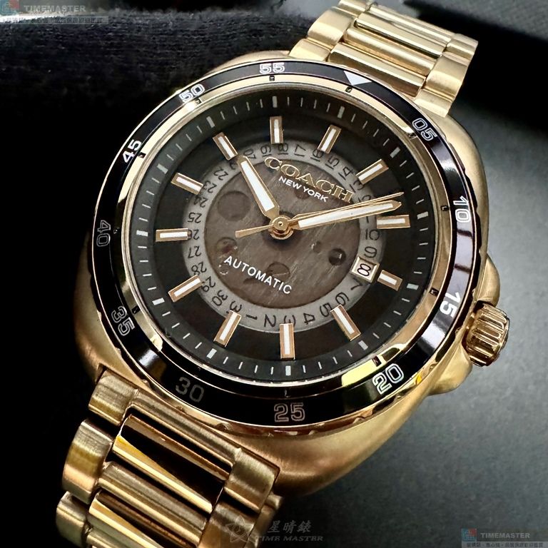 [星晴錶業]COACH手錶,46mm,CH00217雙面機械鏤空錶面金色錶殼金色精鋼錶帶款, , large