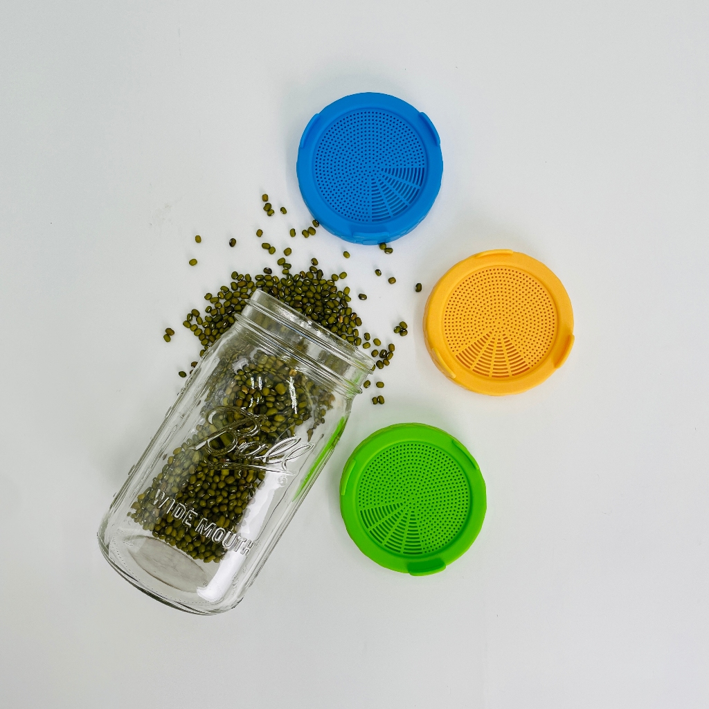 [Ball&reg;專屬配件WildJar] 寬口專用塑膠發芽網蓋純瓶蓋-綠色 Plastic Sprouting Lid for Wide Mouth mason jar 發芽罐 發芽瓶 發芽梅森罐 過篩網片 塑膠網狀發芽蓋, , large