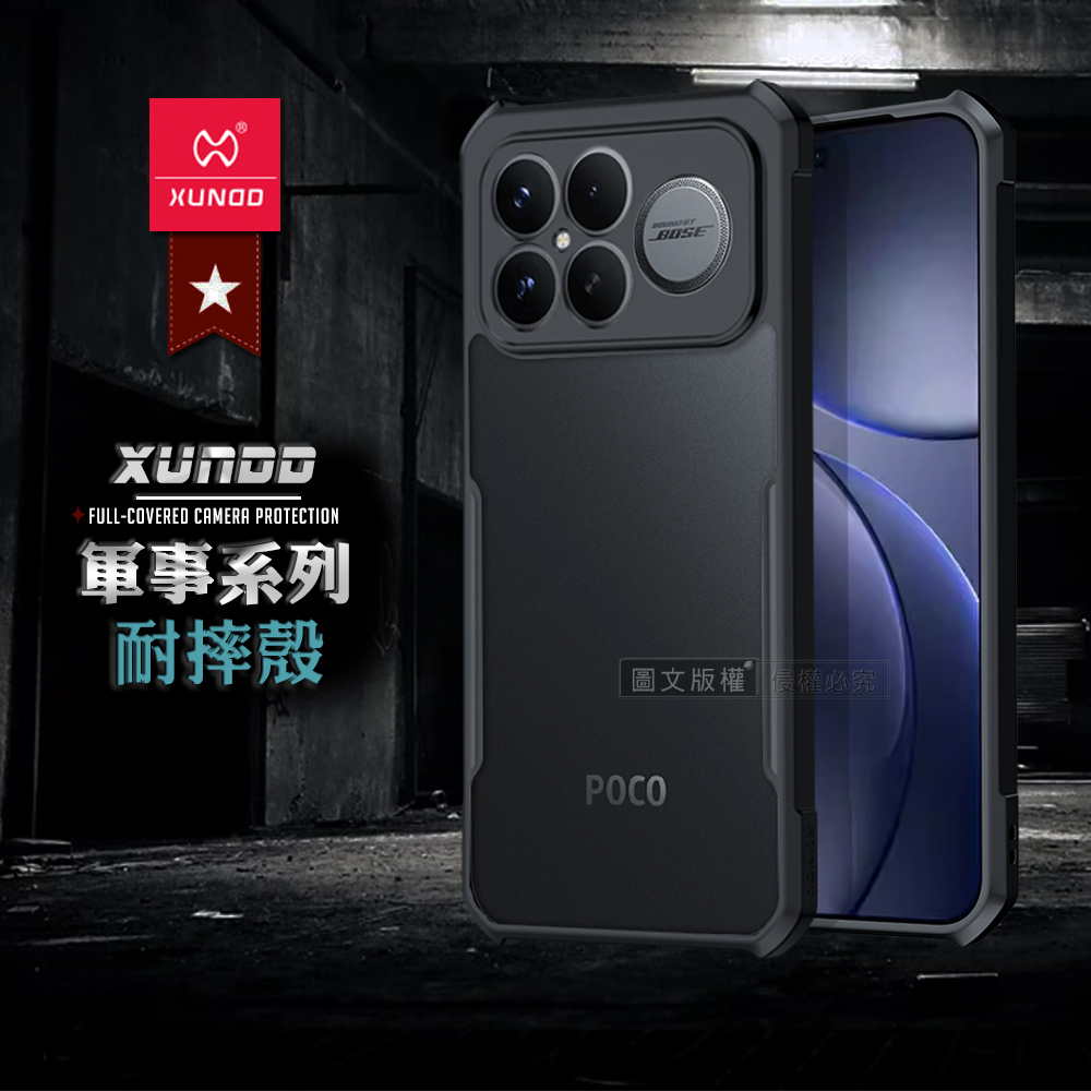 XUNDD訊迪 軍事防摔 POCO F8 Ultra 鏡頭全包覆 清透保護殼 手機殼(夜幕黑), , large