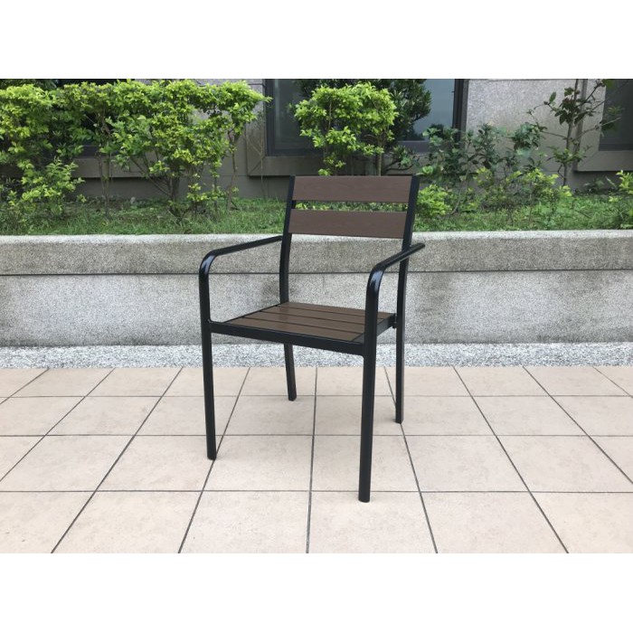 【BROTHER兄弟牌】90cm-105公分鋁合金塑木圓桌+4張塑木椅(深咖啡色)-室外鋁框不生鏽耐用, , large