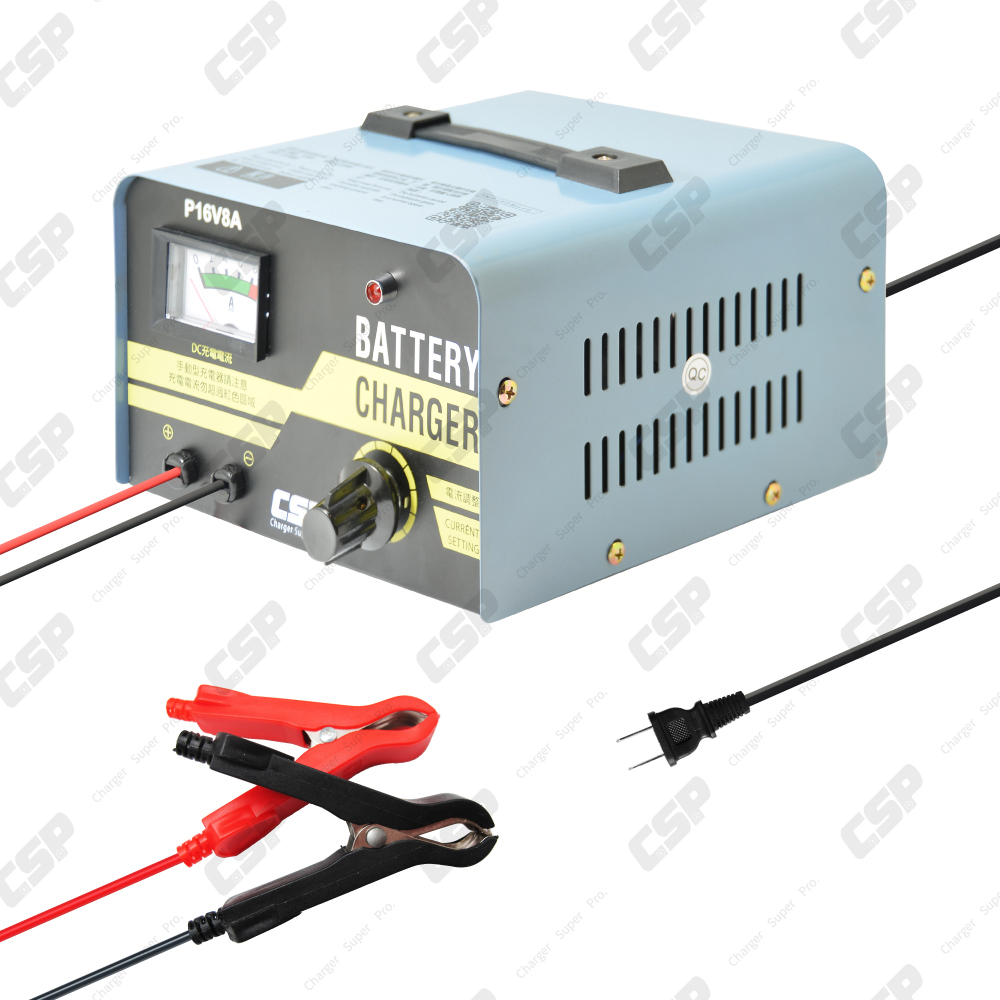 CSP P1608 16V8A 變壓器型充電器 老車維修 12V鉛酸電池 過載保護 反接保護 電池比重恢復 實體店面, , large