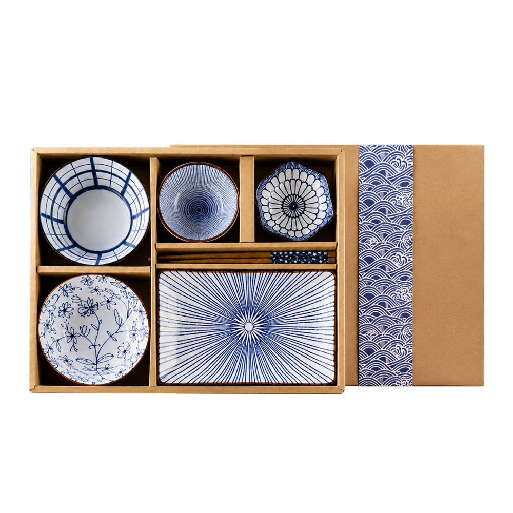 日式青花雅宴陶瓷餐具_7件套組, , large