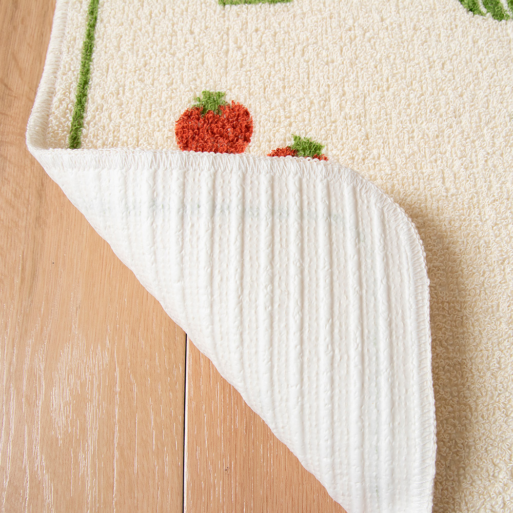 [Japan Oka] Made in Japan Recycled Printed Kitchen Mat 45&times;120cm (Wild Vegetables & Fruits Journal Style / Machine Washable / 4mm Thick), , large