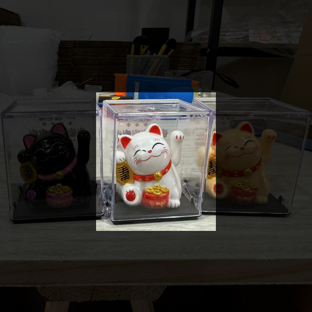 可愛吸人氣【笑臉滿盈太陽能招財貓】手會擺動 開店 好磁場 不用充電插電 吸引錢錢來, , large