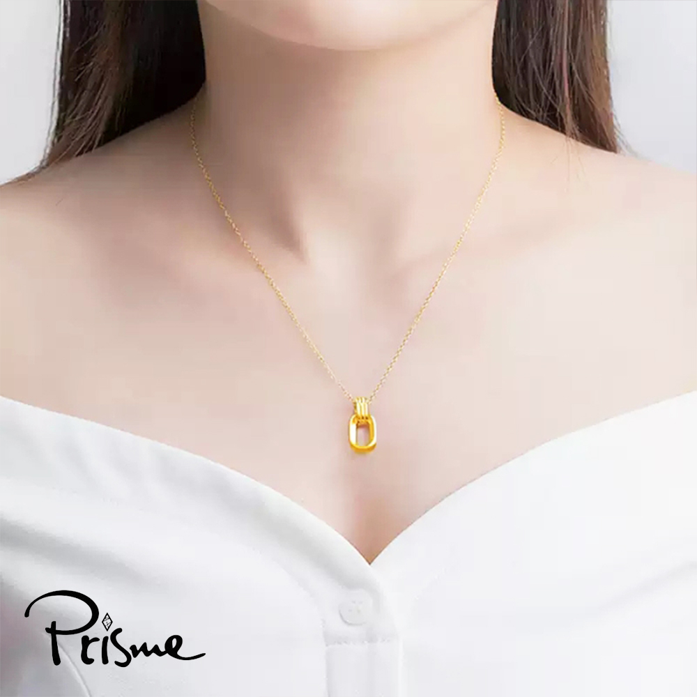 【Prisme Gold】黃金項鍊 幾何雙環 吊墜鍊墜項鍊 (金重：約0.08錢&plusmn;0.03), , large