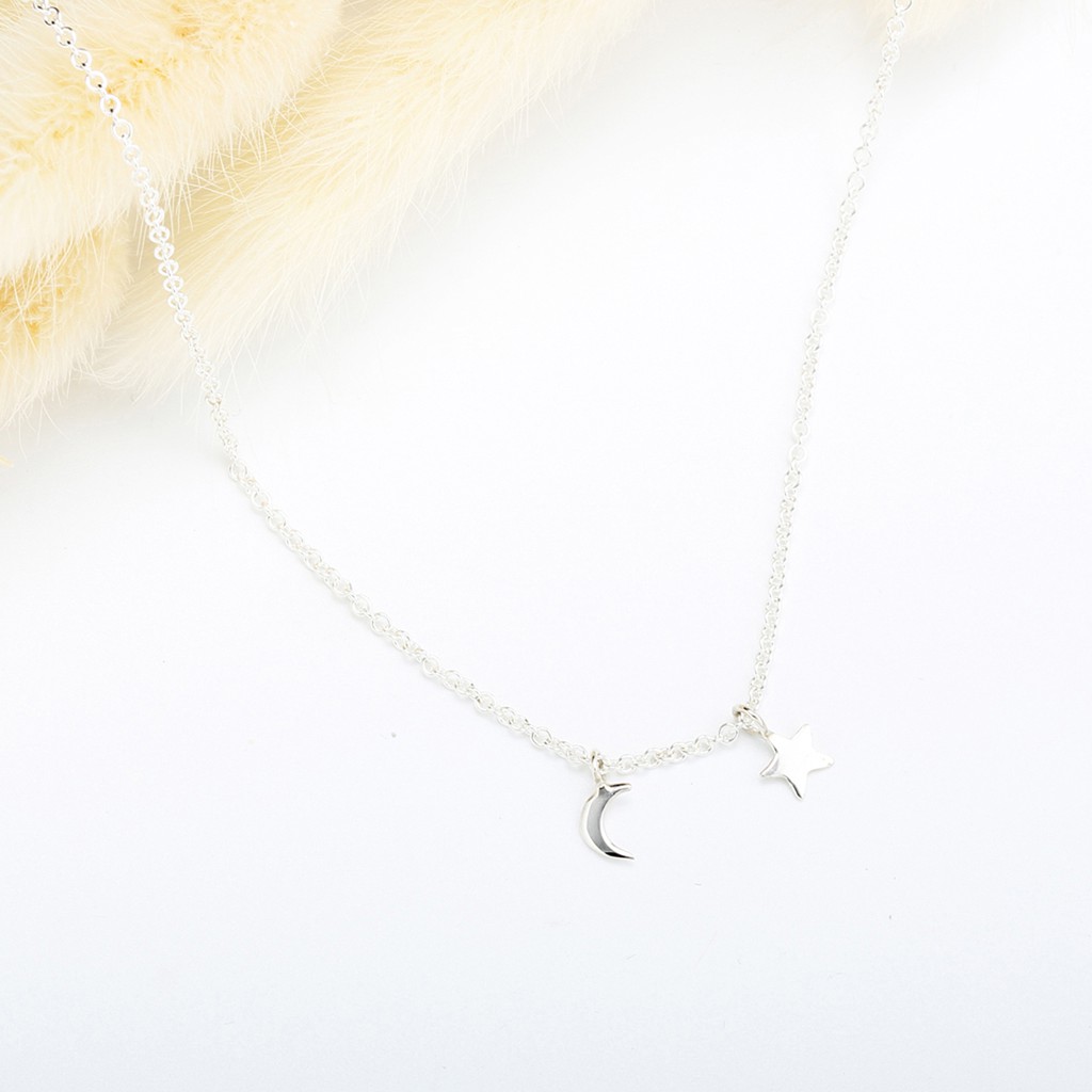 【Angel & Me】Moon and star s925 sterling silver necklace Valentine Day gift, , large