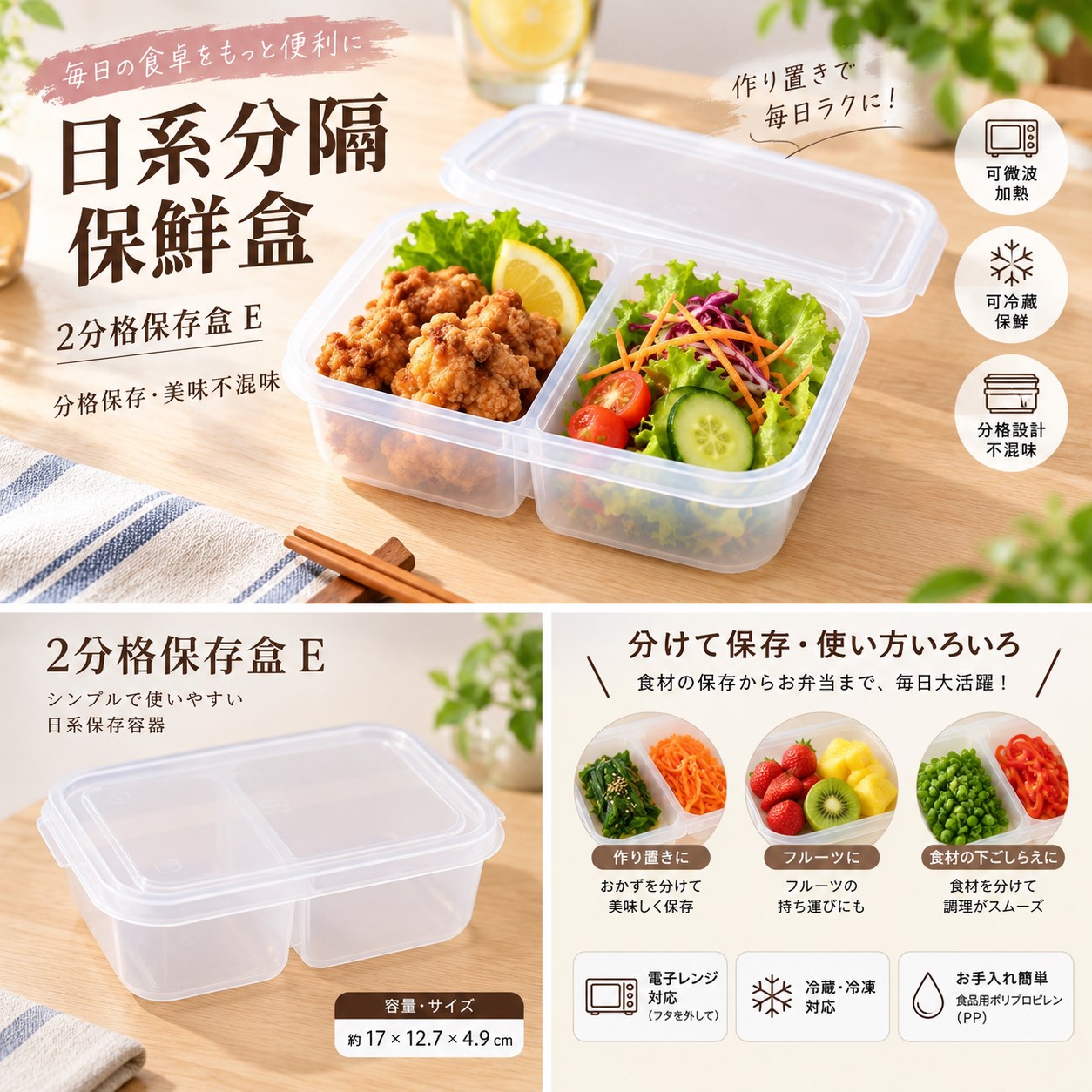 【HIYASU日安工坊】2分格保存盒E, , large