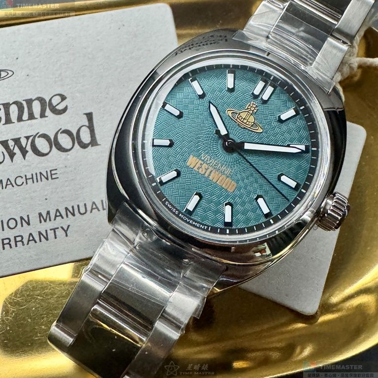[星晴錶業]Vivienne Westwood手錶,38mm,VW30318幾何立體圖形, Tiffany藍錶面銀錶殼銀色精鋼錶帶款, , large