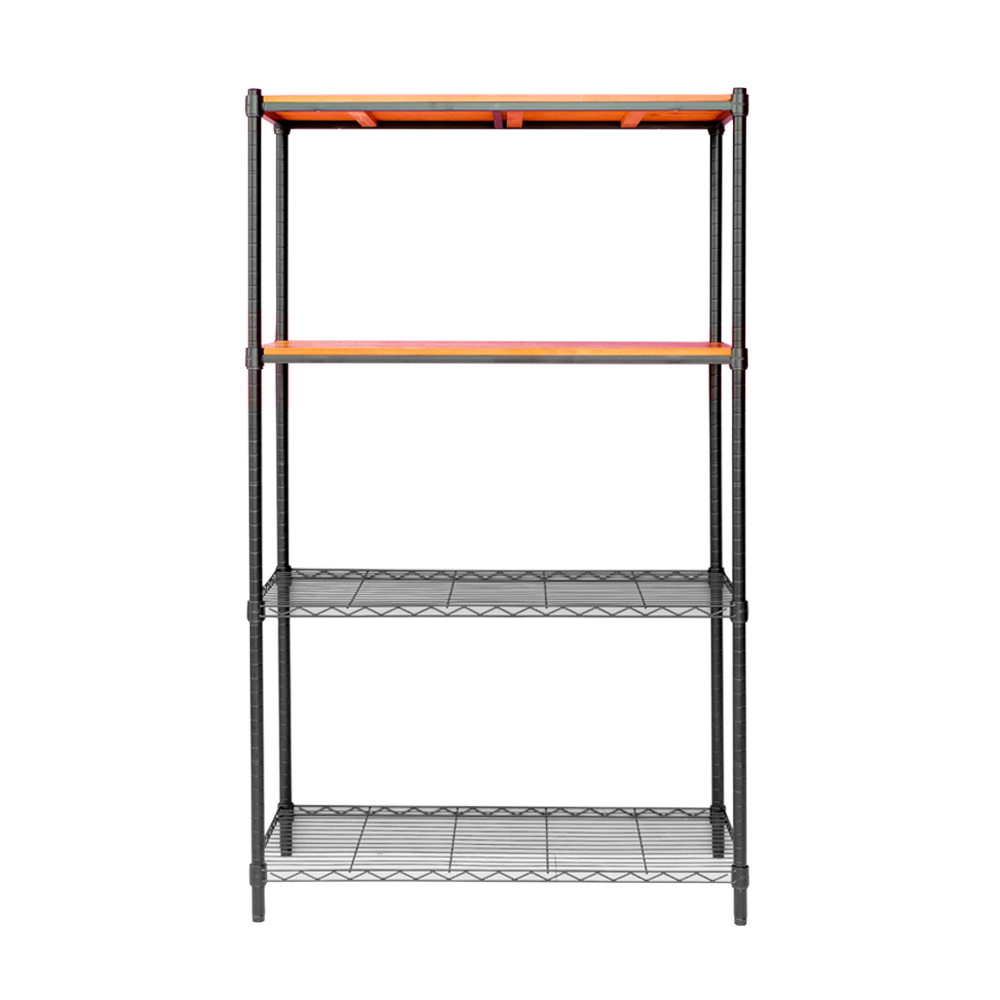 【Y HOUSE】90x45x120cm pine four-layer storage rack rack iron rack - black teak, , large