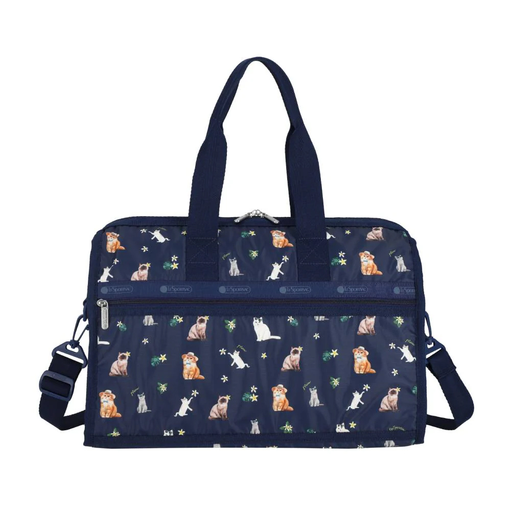 Lesportsac Deluxe Med Weekender 經典中型行李袋 旅行袋 收納袋 送禮 禮物 推薦 女包(熱帶度假貓咪), , large